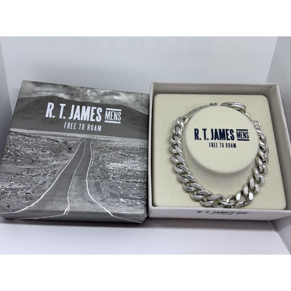 R.T. James Men's Logo Link Gold Bracelet Lobster Closure length 8-1/2" CP78